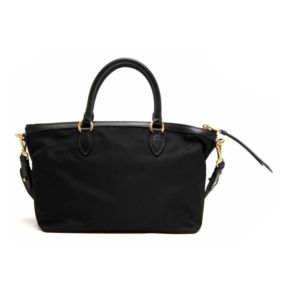 Prada Tessuto Nylon Black Leather Clochette Crossbody Tote